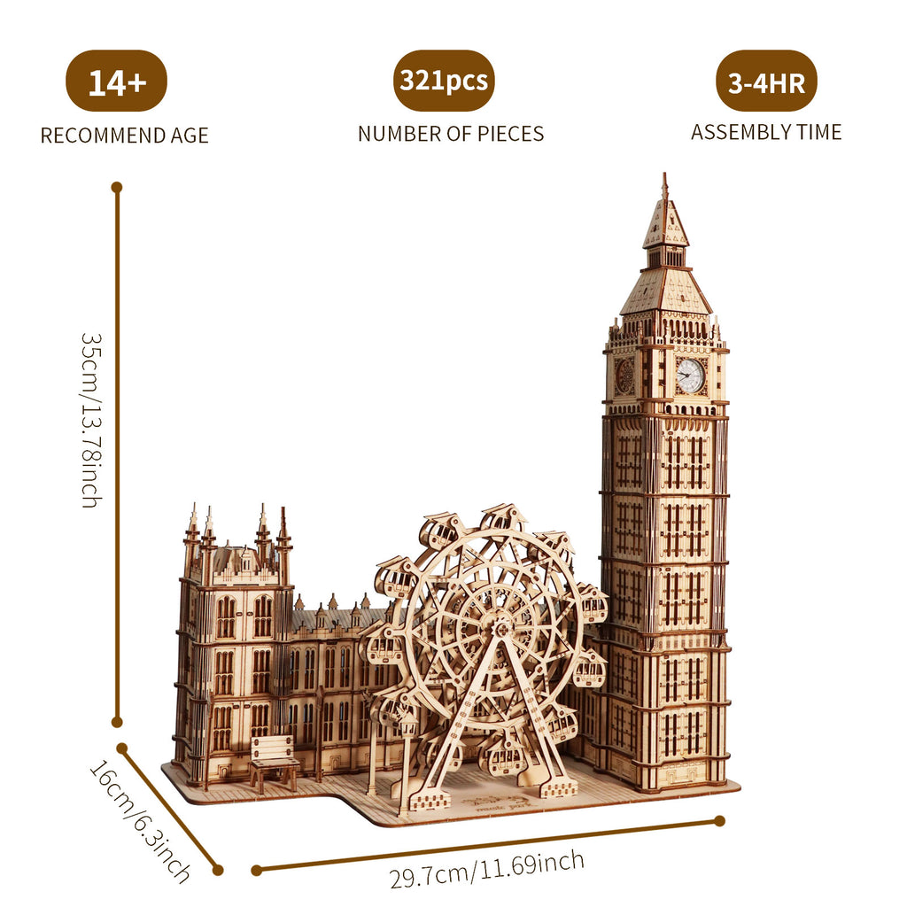 Big Ben Desktop Clock 3D Wooden Puzzle - Functional Landmark Model Kit
