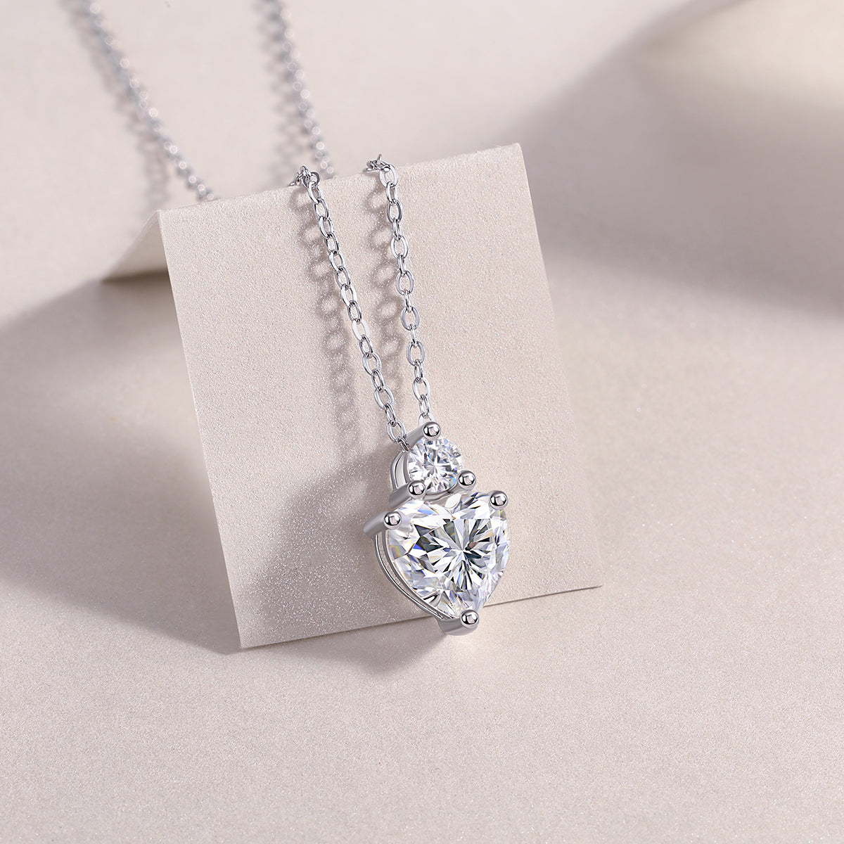 Heart Moissanite Necklace - S925 Sterling Silver Platinum-Plated with Chain