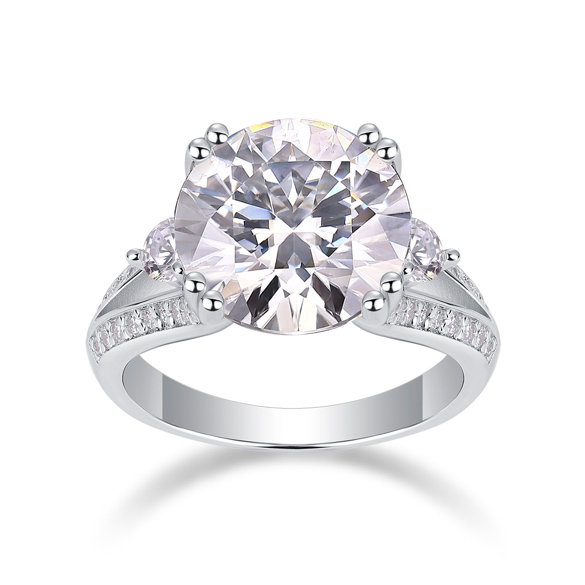 Elegant Radiance Moissanite Ring – 5-Carat S925 Sterling Silver, Platinum-Plated