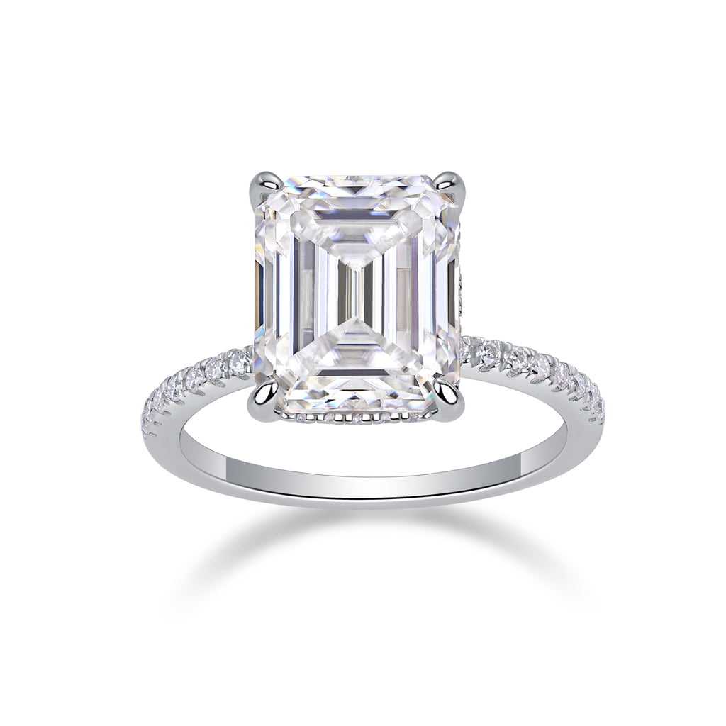 Emerald Cut Moissanite Ring - S925 Sterling Silver
