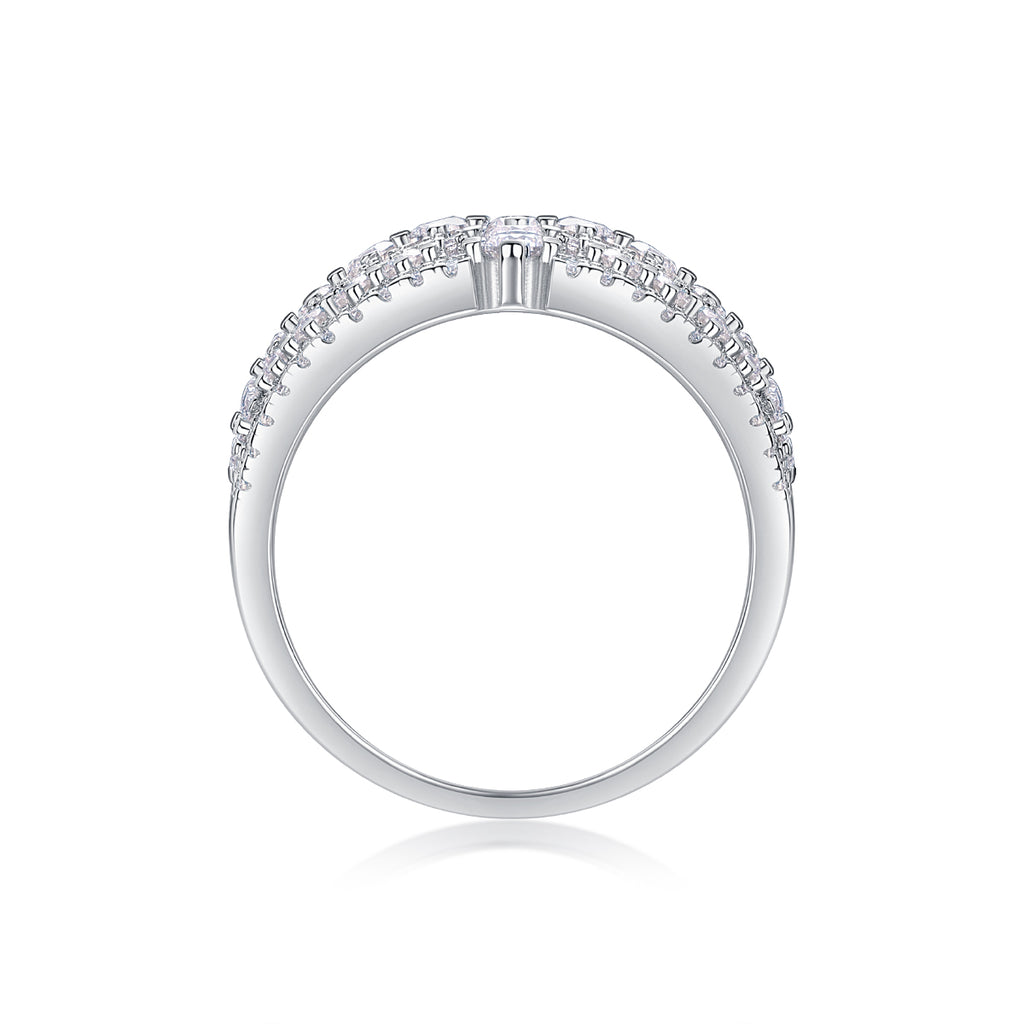 Moissanite Wide Band Sterling Silver Ring