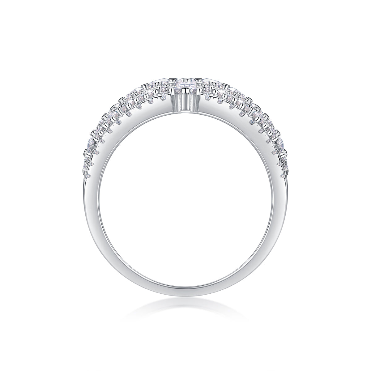 Moissanite Wide Band Sterling Silver Ring