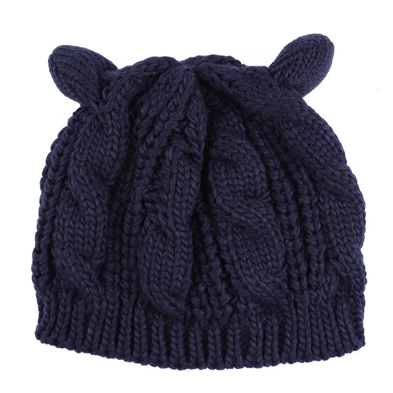 Handmade 3D Cute Knitted Cat Ear Beanie - Various Colors