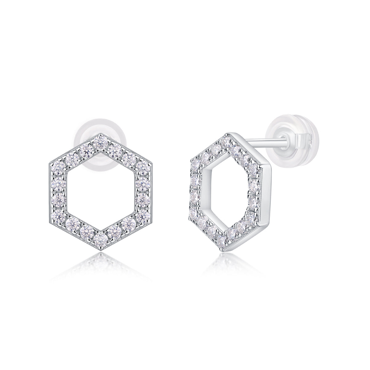 Moissanite Stud Earrings in Platinum-Plated S925 Sterling Silver