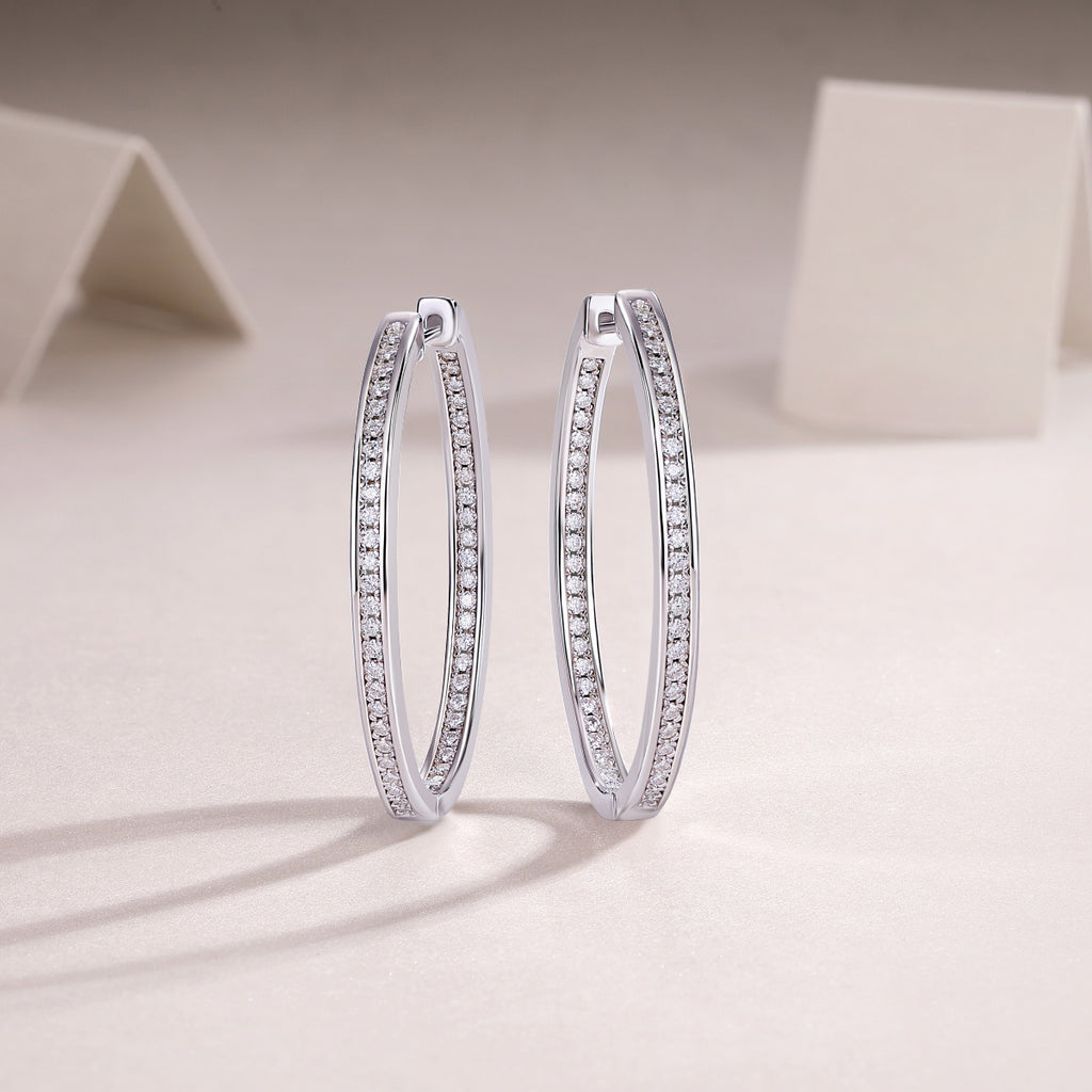 Moissanite Hoop Earrings - S925 Sterling Silver