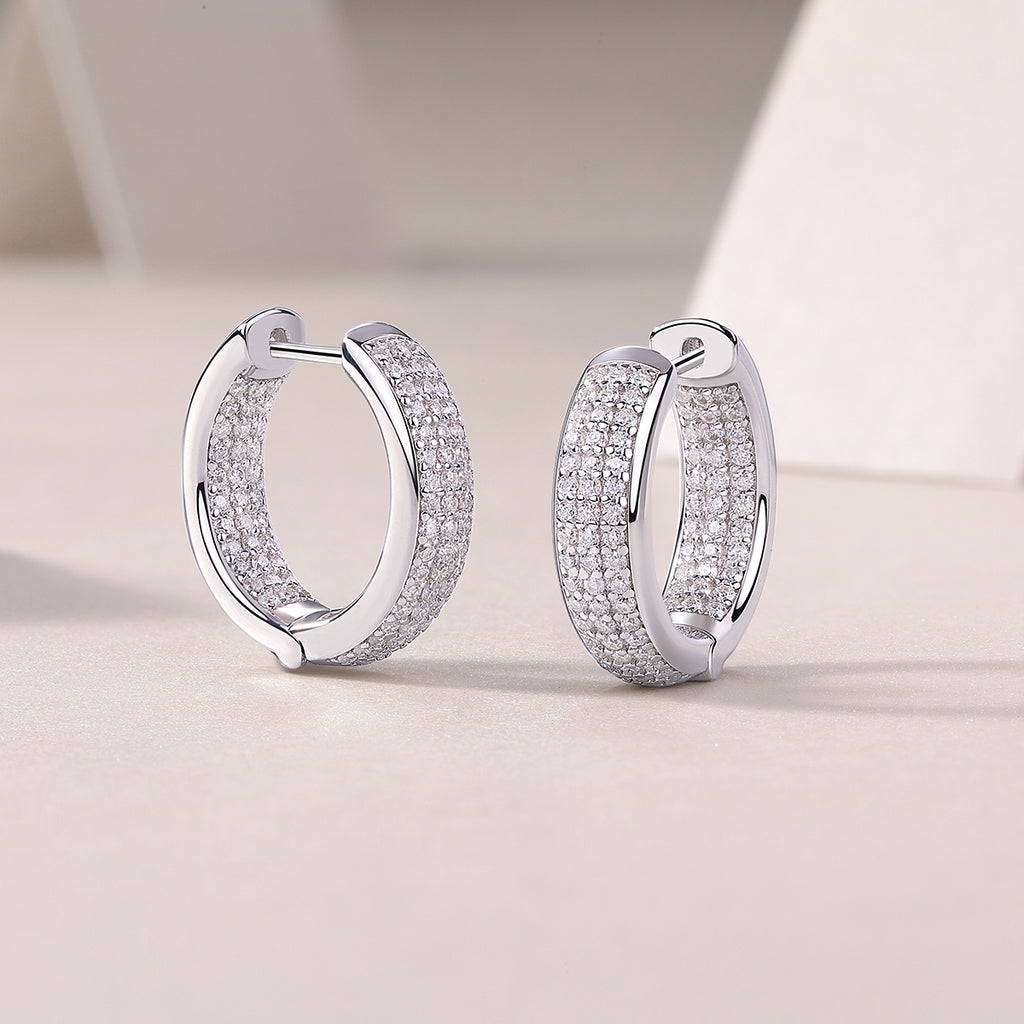 Moissanite Platinum Plated Sterling Silver Earrings