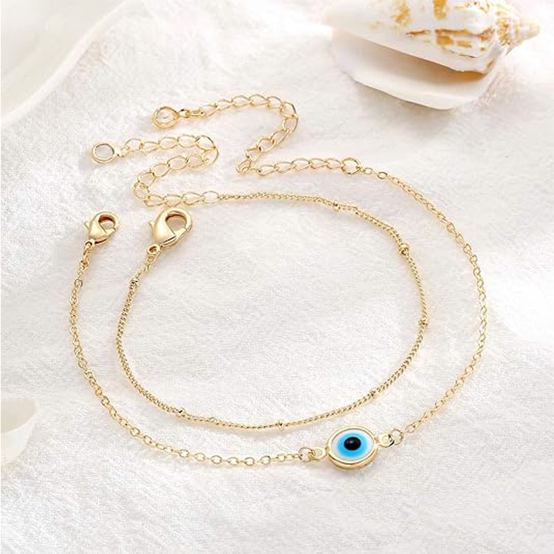 Dainty 14K Gold Plated Layered Beads & Oval Chain Bracelet