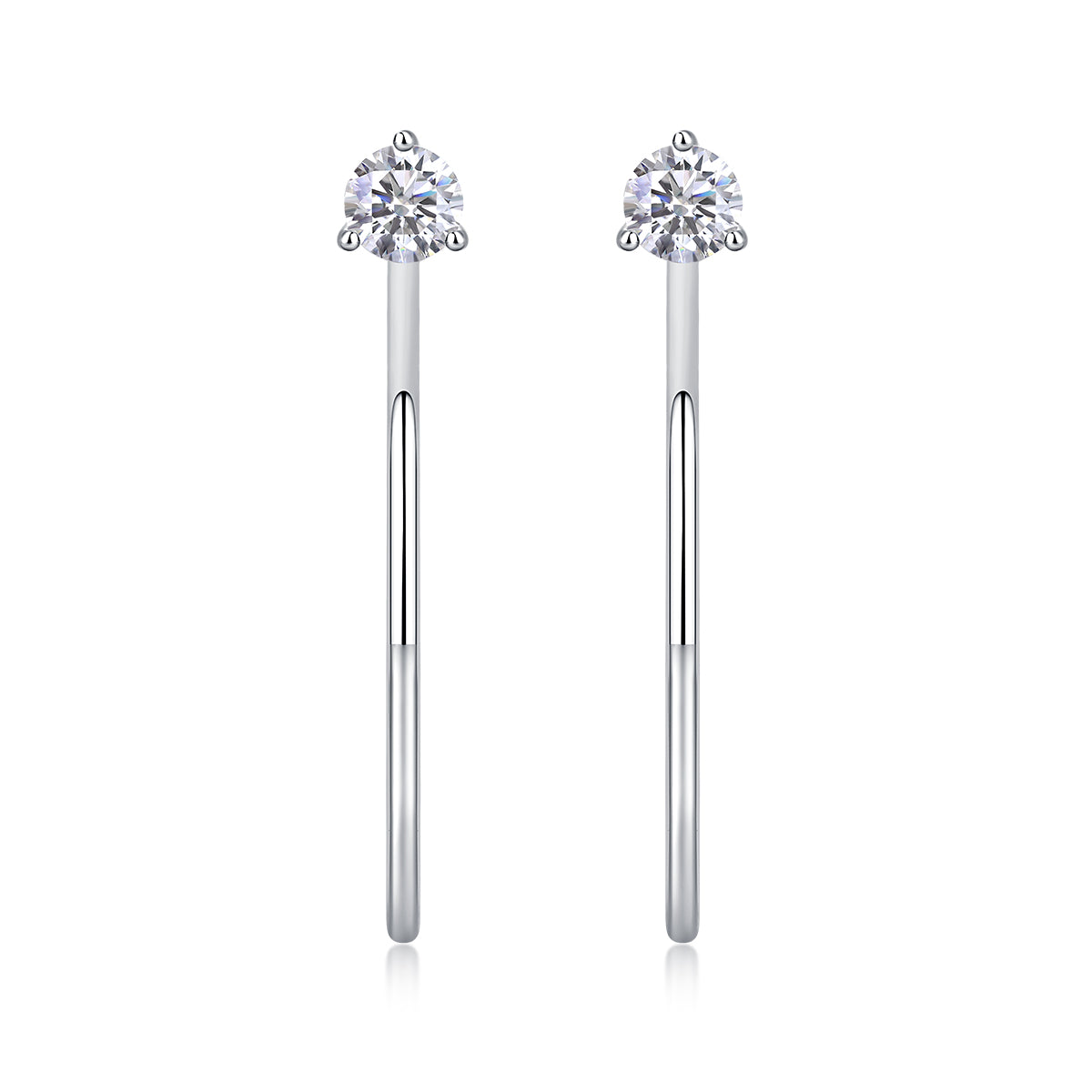 Moissanite Sterling Silver Stud Earrings - Classic Design