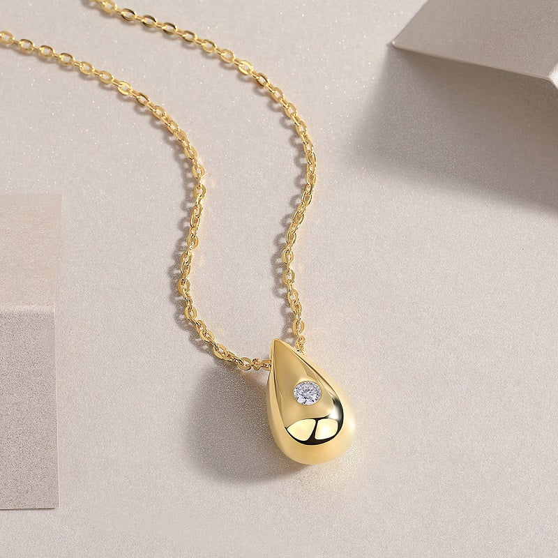 Moissanite Water Drop Gold Plated Necklace