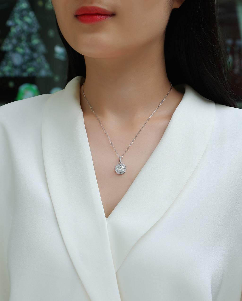 2 Carat Moissanite Necklace - S925 Sterling Silver Platinum-Plated with Chain