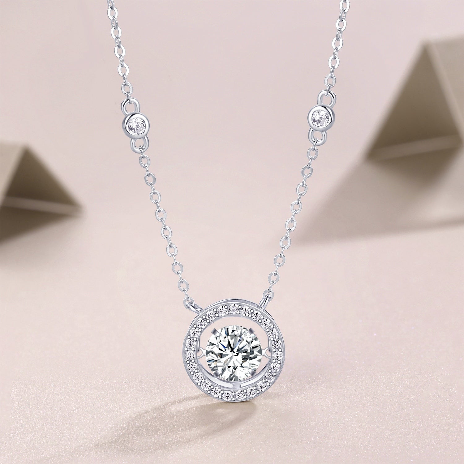 Möbius 1-Carat Moissanite Pendant in Platinum-Plated S925 Sterling Silver