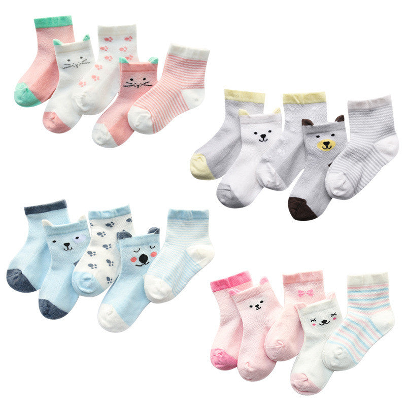 Children's Socks Pack of 5 Colors for Boys and Girls