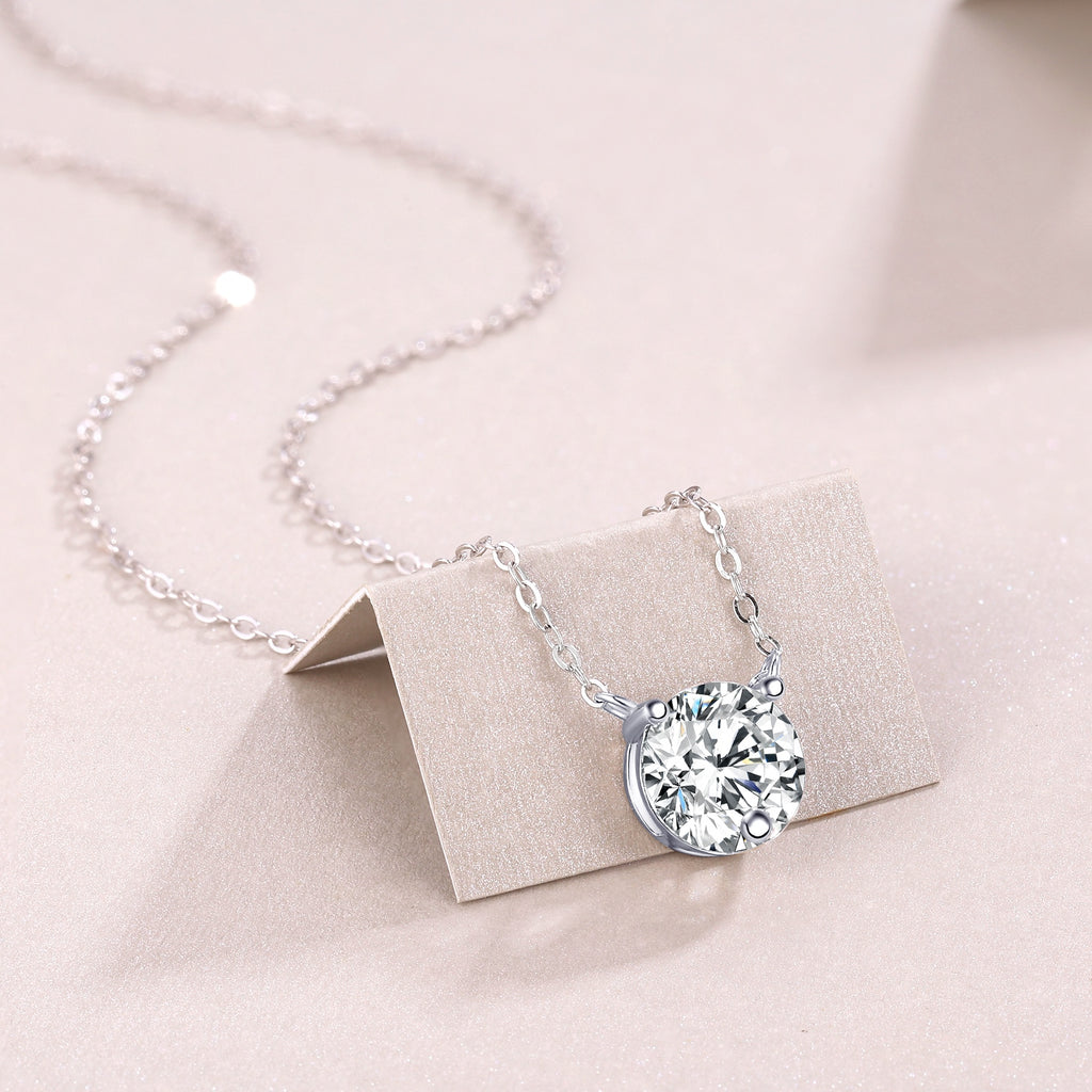 2-Carat Moissanite Pendant – S925 Sterling Silver with Platinum Plating