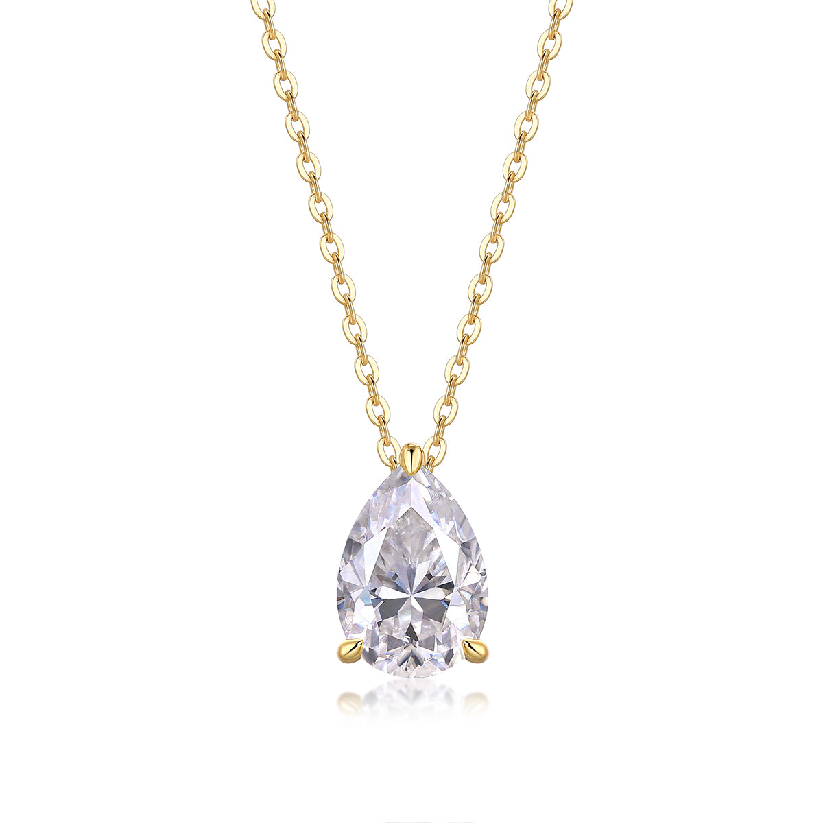 Pear-Shaped Moissanite Pendant Necklace – S925 Sterling Silver with Gold Plating
