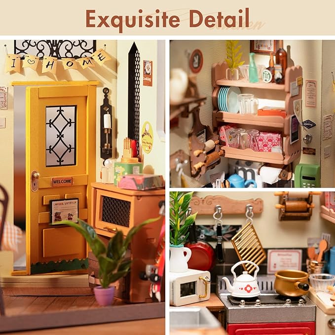 Happy Kitchen Miniature Dollhouse with LED Light
