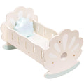 Wooden Doll Rocking Cradle with Bedding for 18" Dolls - Seashell