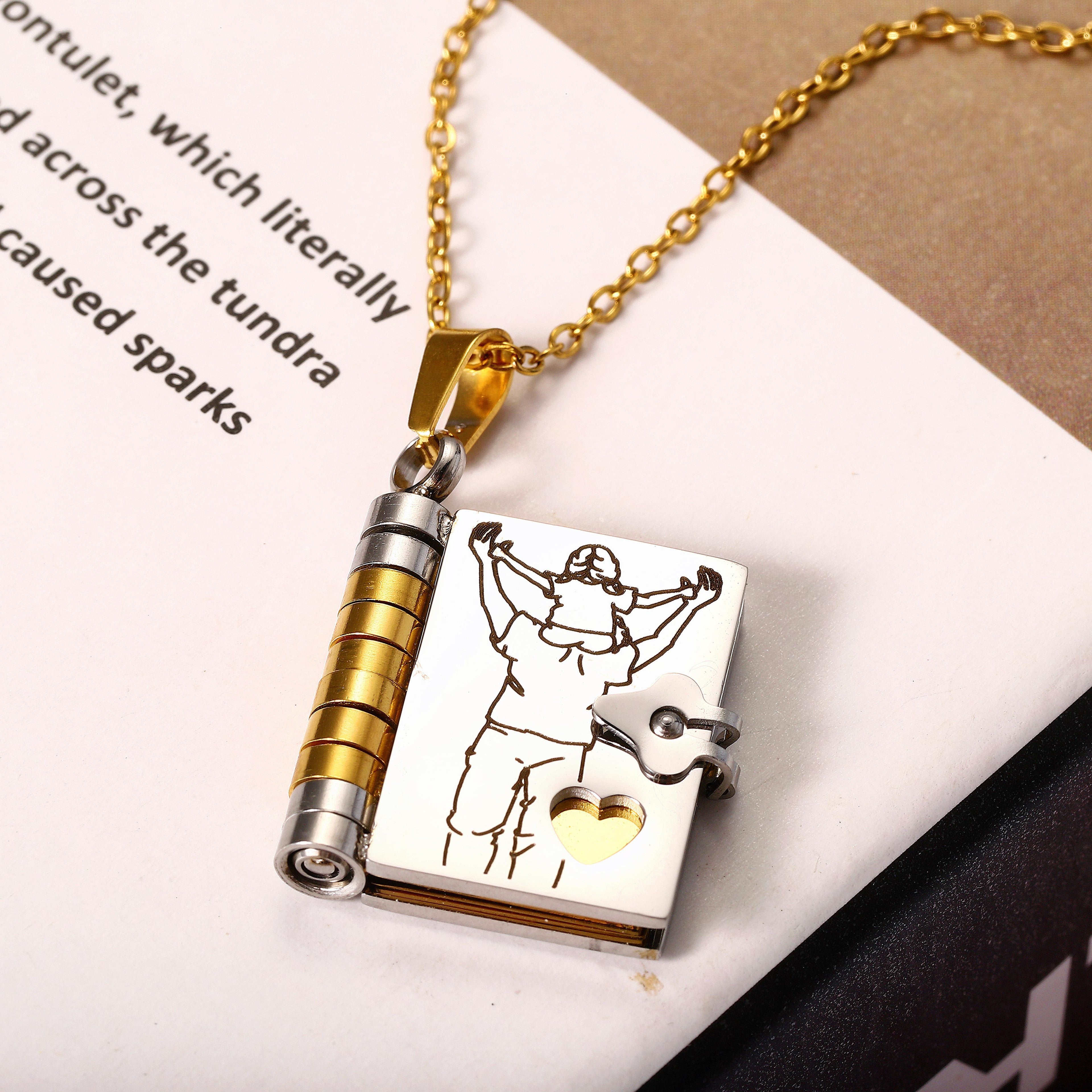Book Locket Necklace for Daughter or Son - Stainless Steel