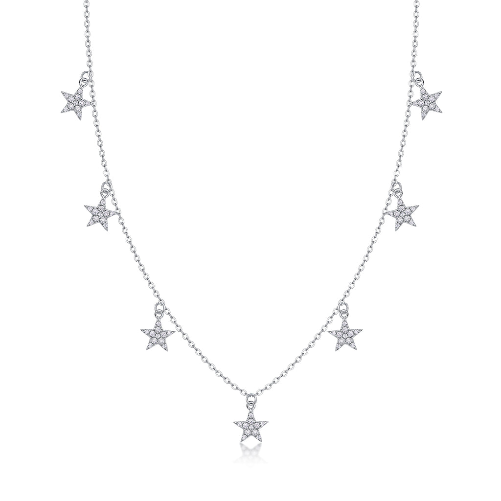 Star Love Moissanite Pendant Necklace - S925 Sterling Silver with Platinum Plating