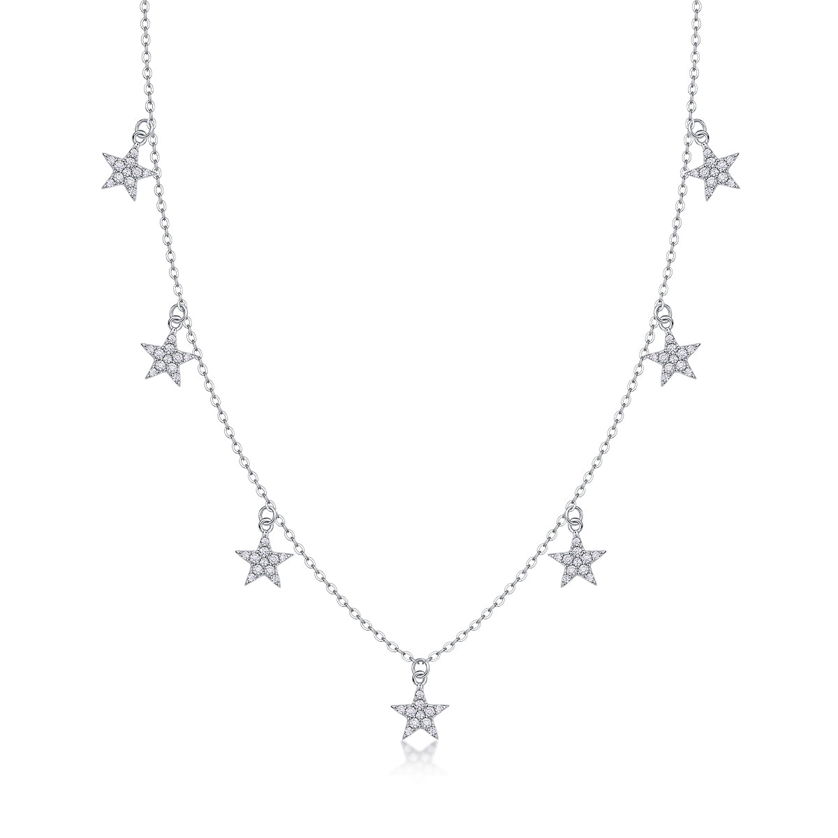 Star Love Moissanite Pendant Necklace - S925 Sterling Silver with Platinum Plating