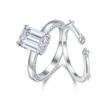 Octagonal Moissanite Ring Set - S925 Sterling Silver Platinum-Plated (2 Pieces)