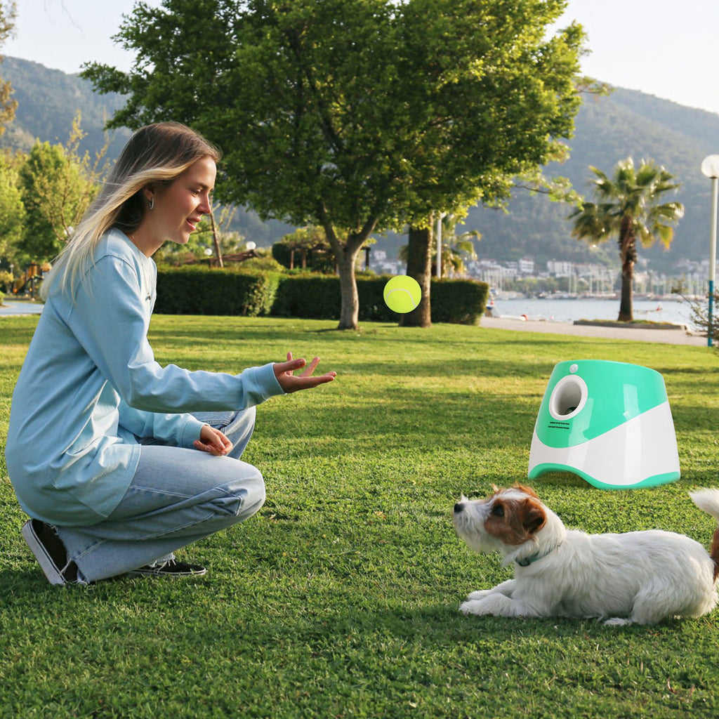Automatic Dog Ball Launcher with 6 Tennis Balls - Rechargeable Fetch Machine