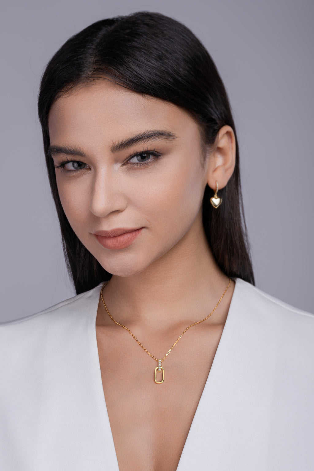 Geometric Moissanite Gold Plated Sterling Silver Necklace