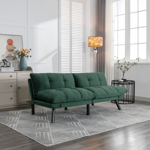 Emerald Green Convertible Sofa Bed - Modern Folding Futon Couch