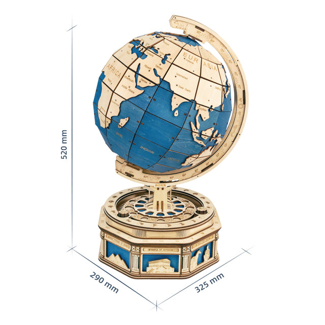 Robotime 3D Wooden Globe Puzzle - 567-Piece Mechanical Earth Model