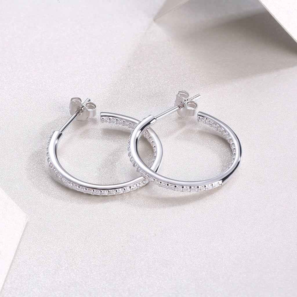 Square Moissanite Stud Earrings - S925 Sterling Silver Platinum-Plated (Pair)