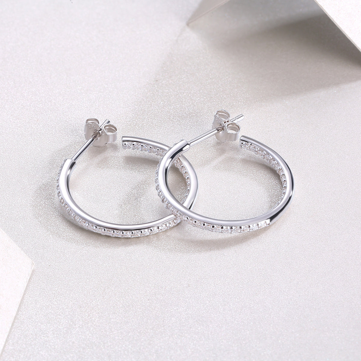 Square Moissanite Stud Earrings - S925 Sterling Silver Platinum-Plated (Pair)