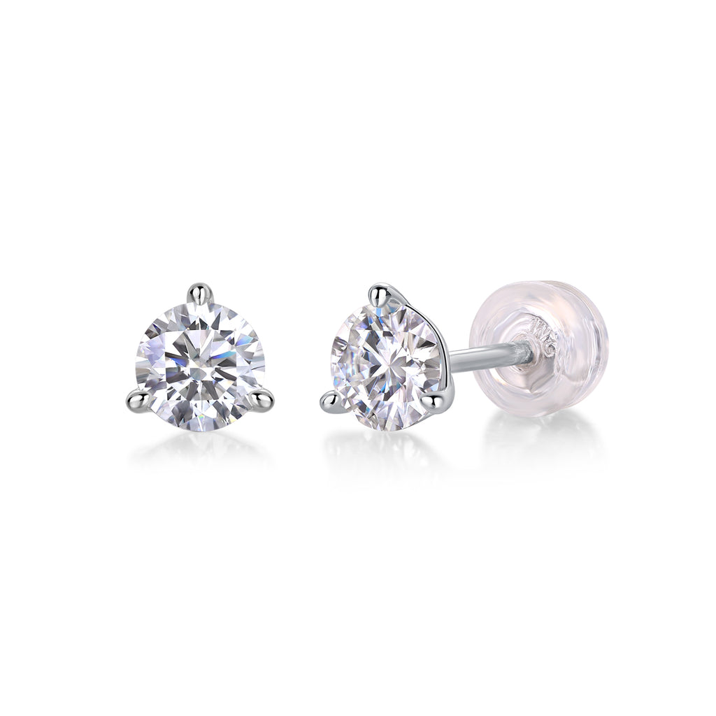 Freeze Frame Moissanite Stud Earrings — 0.5ct, S925 Sterling Silver, Platinum-Plated