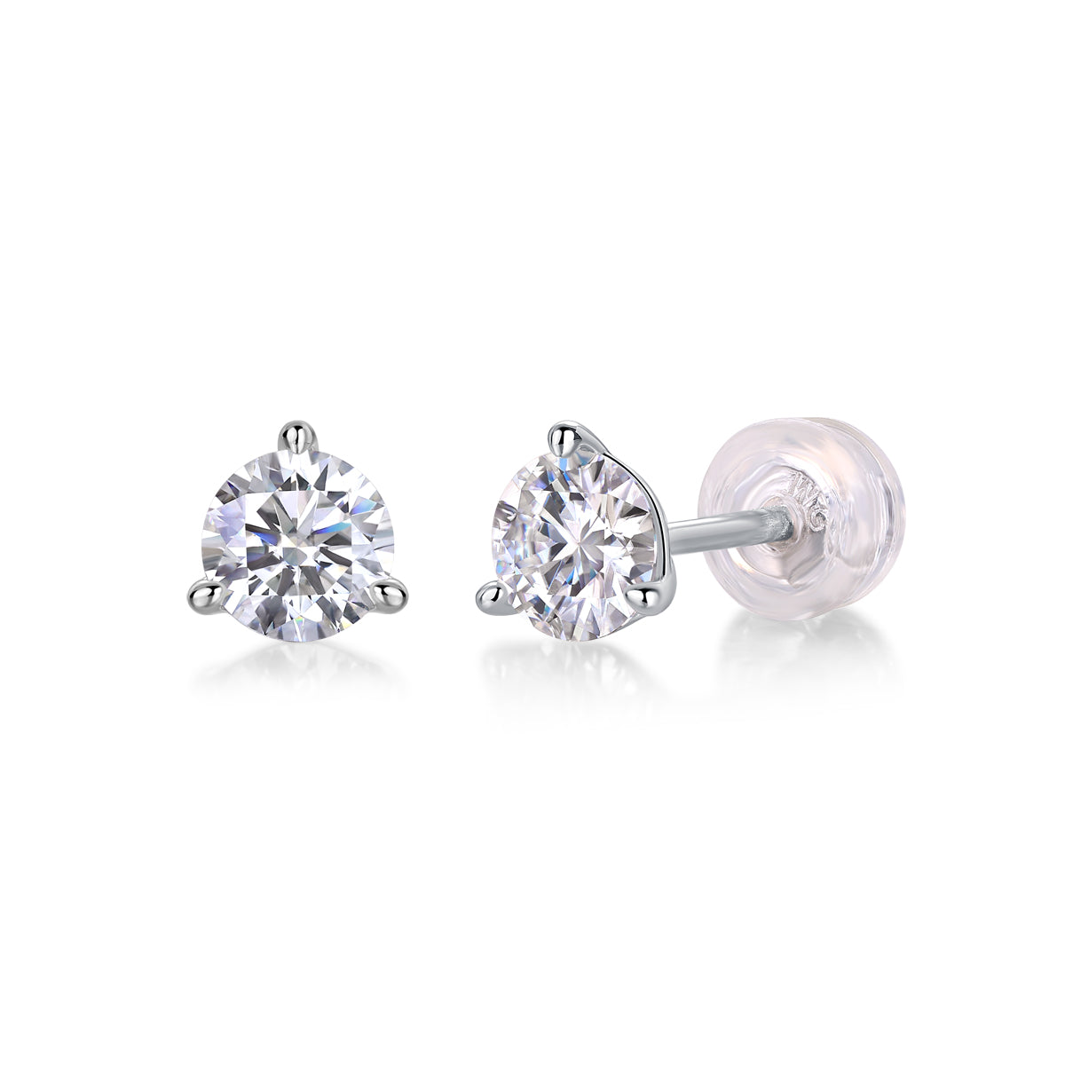 Freeze Frame Moissanite Stud Earrings — 0.5ct, S925 Sterling Silver, Platinum-Plated