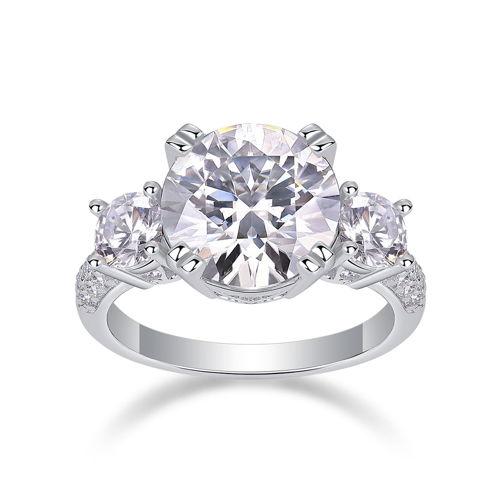 5-Carat Moissanite Bezel Ring – S925 Sterling Silver, Platinum Plated