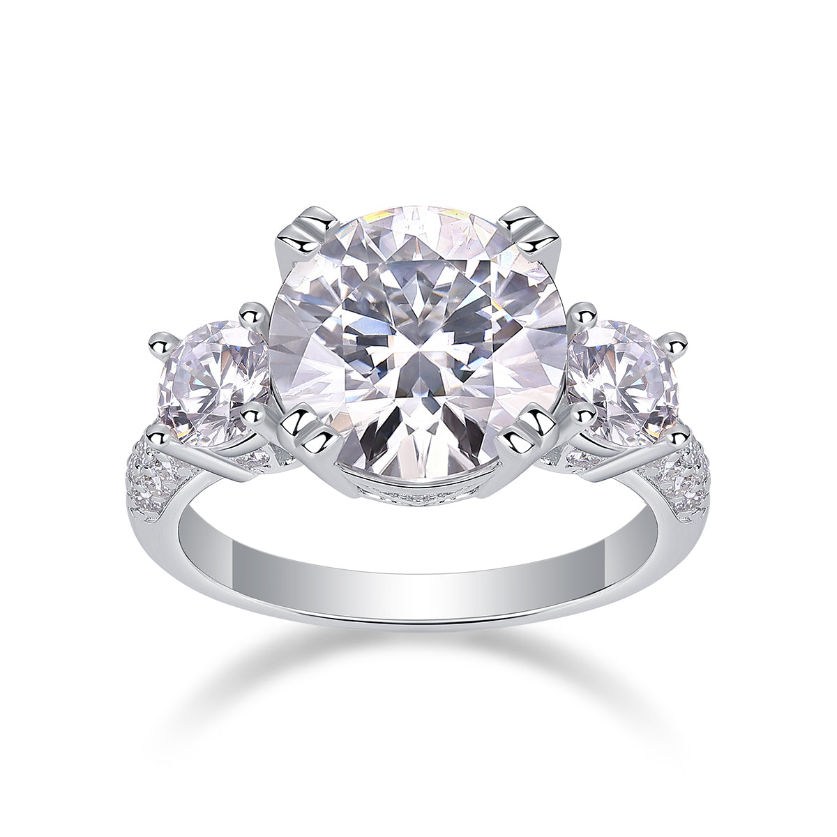 5-Carat Moissanite Bezel Ring – S925 Sterling Silver, Platinum Plated