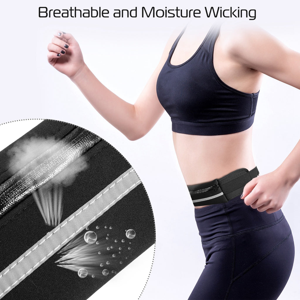 Waterproof Running Belt with 3 Pockets - Adjustable Waist Pack