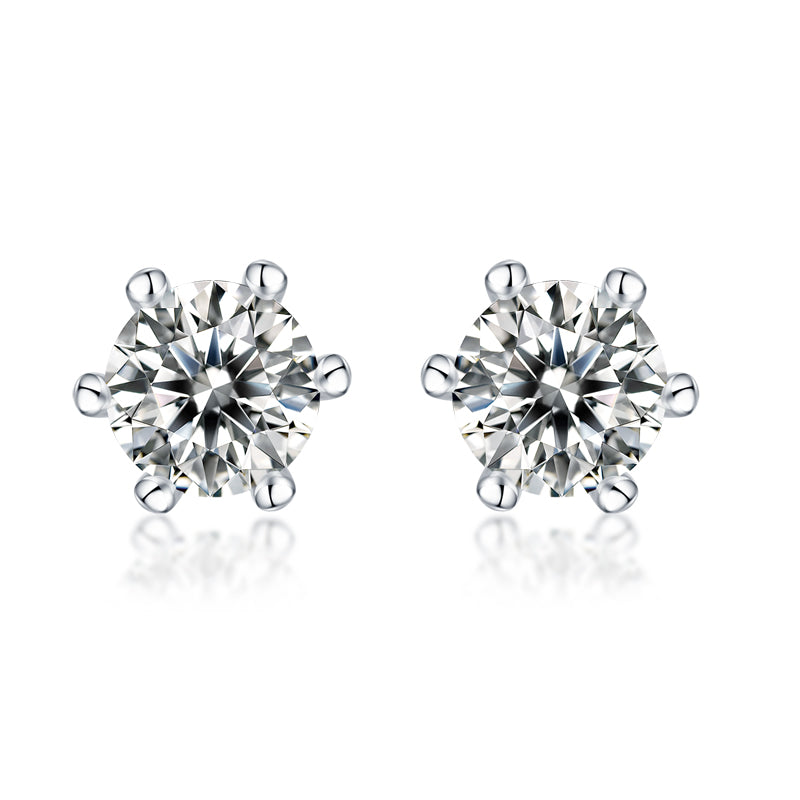 Six-Prong Moissanite Stud Earrings in S925 Sterling Silver — 0.5 Carat