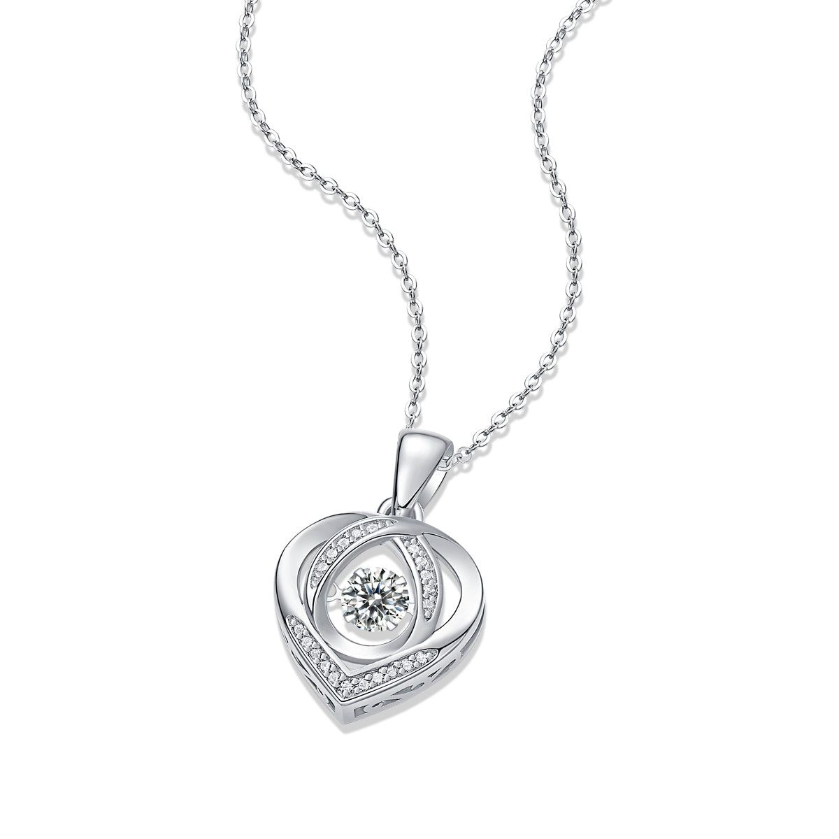 0.5 Carat Moissanite Heart Pendant Necklace