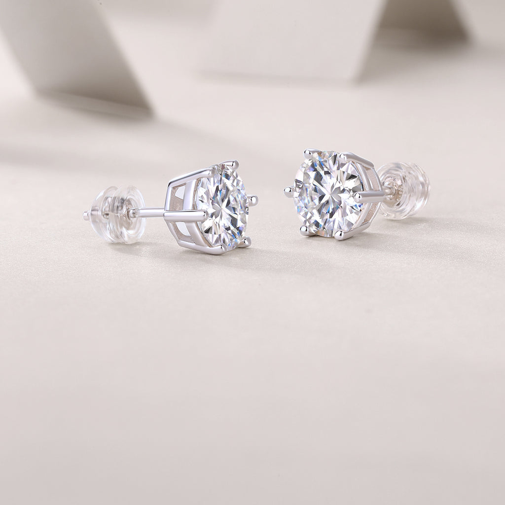 Moissanite Diamond Stud Earrings – S925 Sterling Silver