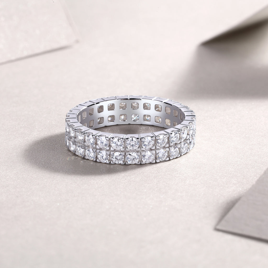 Multi-Row Moissanite S925 Sterling Silver Ring
