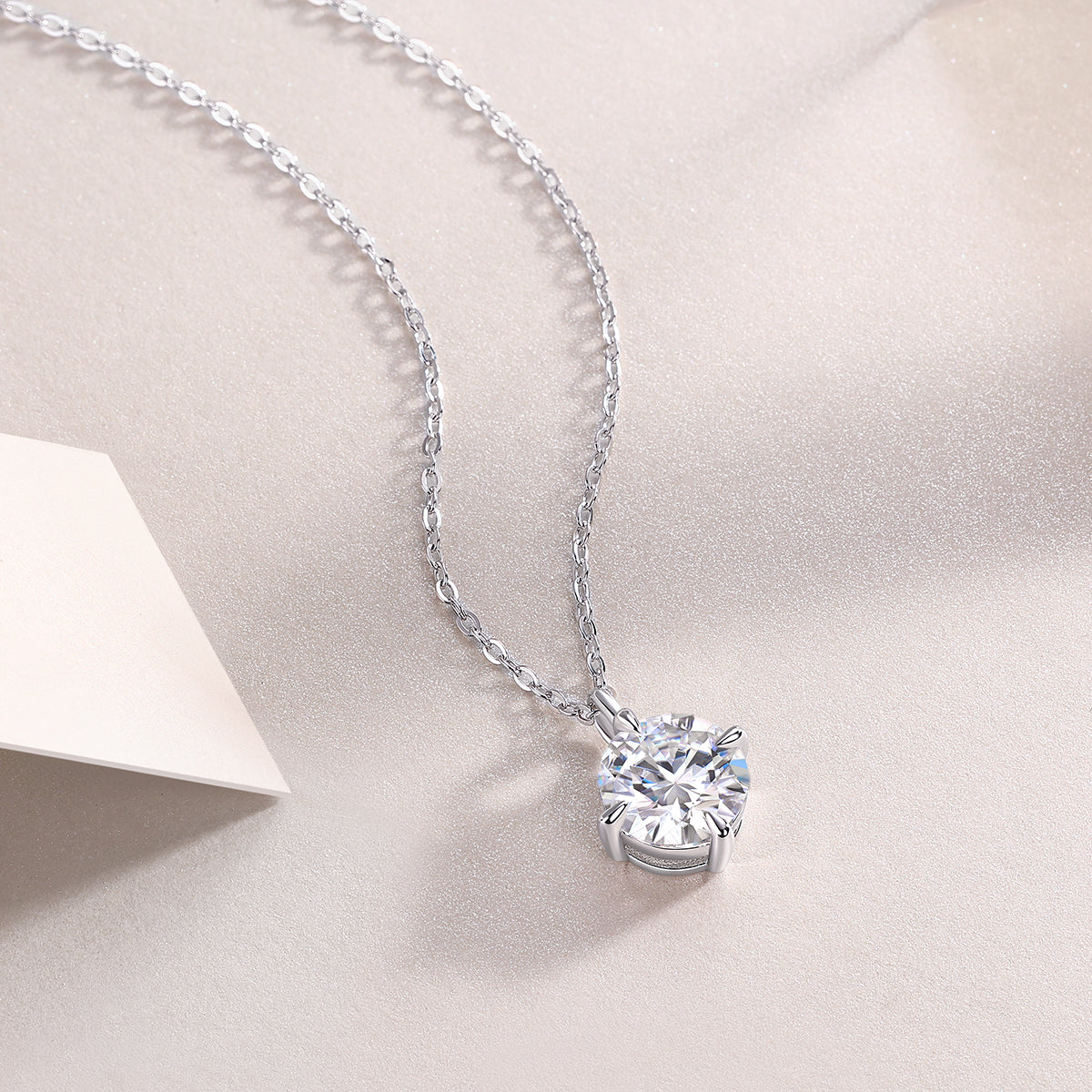 2-Carat Moissanite Round Pendant in S925 Sterling Silver
