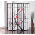 4-Panel Japanese Room Divider - Plum Blossom Design