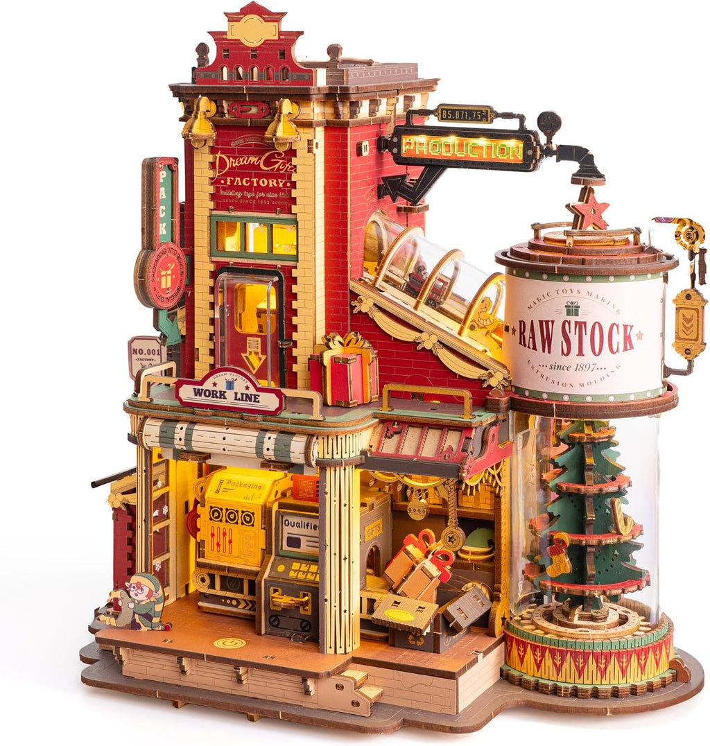 Robotime Gift Factory 3D Wooden Puzzle with Music & Lights - Animated Model Kit