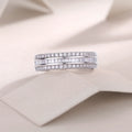 Double Row Square Moissanite Sterling Silver Ring