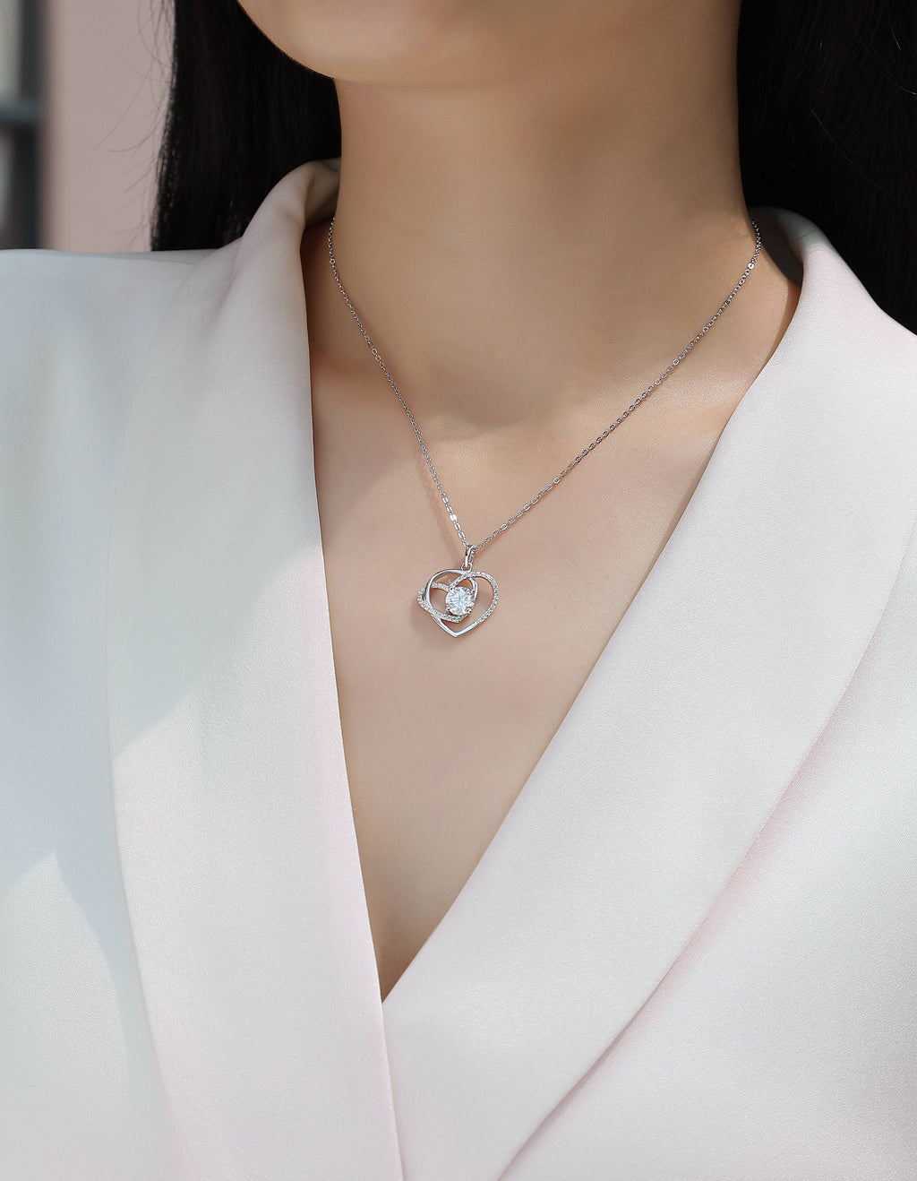 1 Carat Moissanite Necklace - S925 Sterling Silver Platinum-Plated with Chain