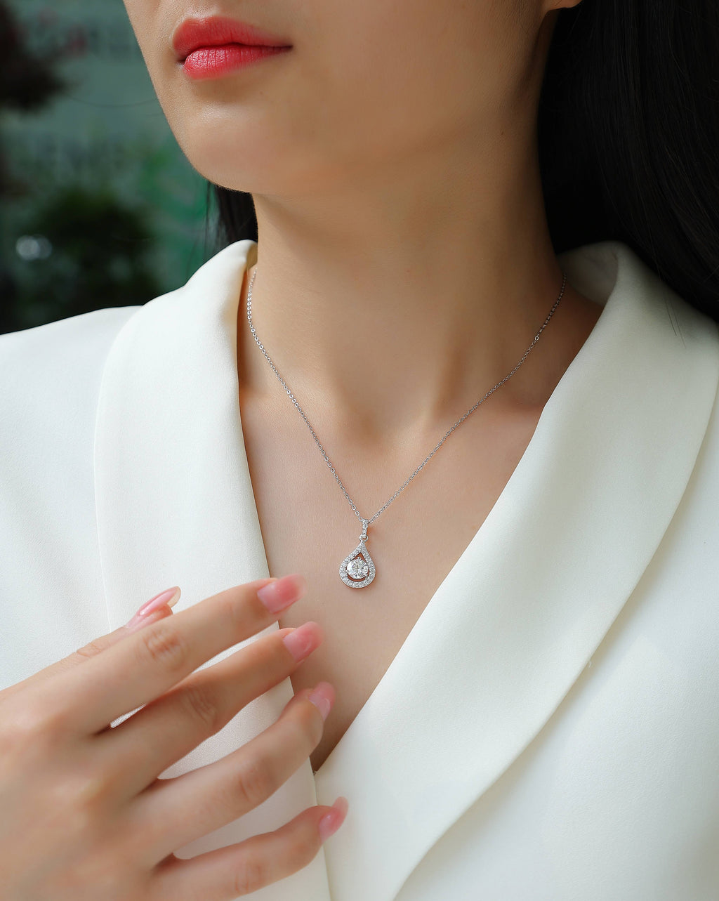 1CT Moissanite Heart Charm Pendant Necklace