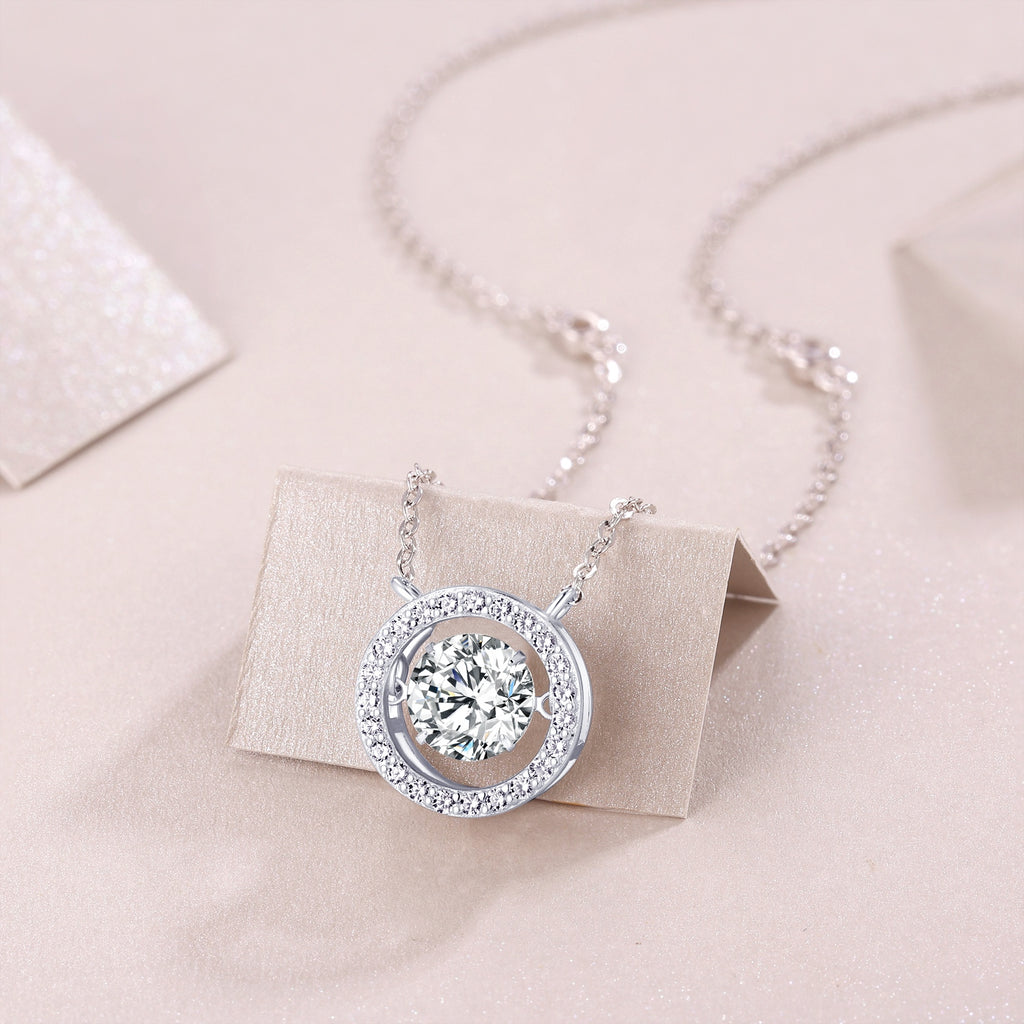 Möbius 1-Carat Moissanite Pendant in Platinum-Plated S925 Sterling Silver