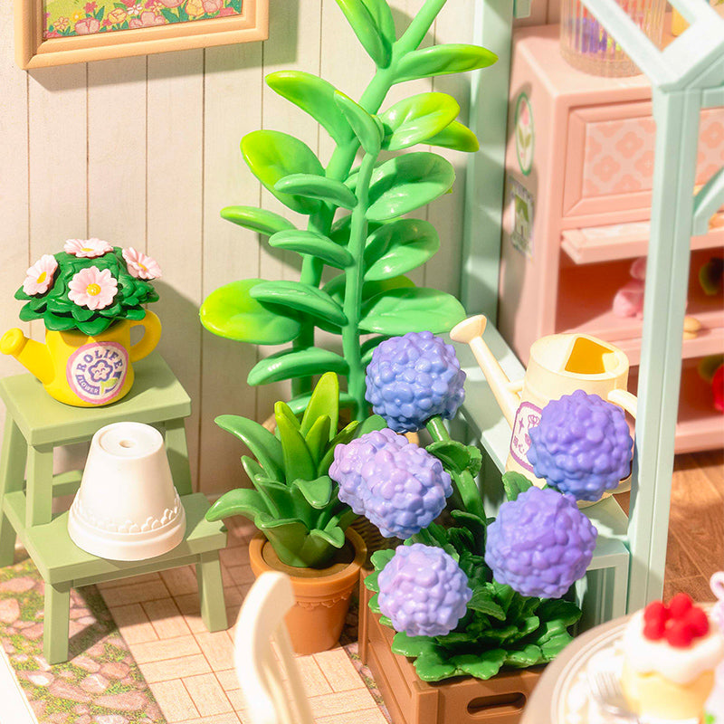 Robotime Blooming Tea Garden Miniature Kit - DIY Dollhouse