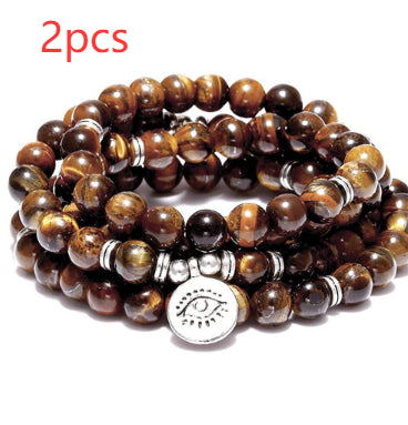 Amazon Stone Tiger Eye Stone Buddha Beads Lotus Bracelet
