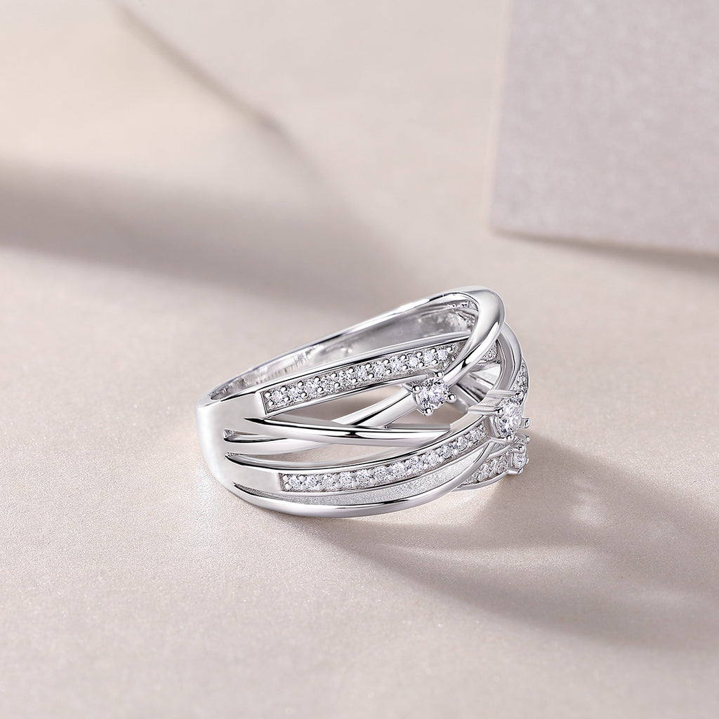 Star Burst Moissanite Ring in S925 Sterling Silver