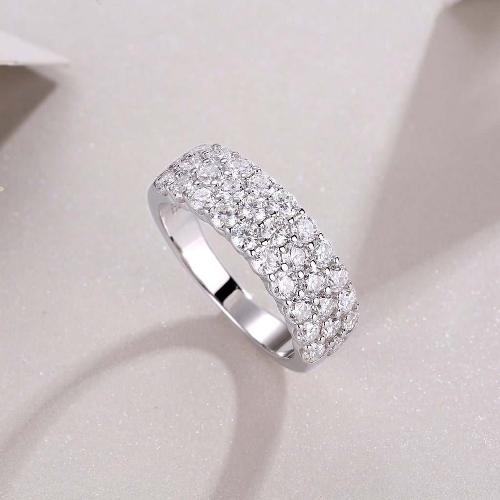 Multi-Row Moissanite Eternity Ring in S925 Sterling Silver